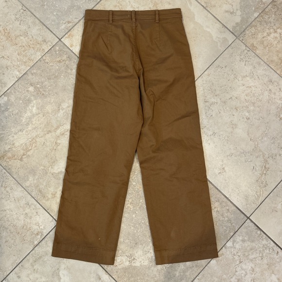 Marine Layer Bridget Crop Pant Women's 6 Brown Standard Fit High Rise Wide Leg - Picture 9 of 10